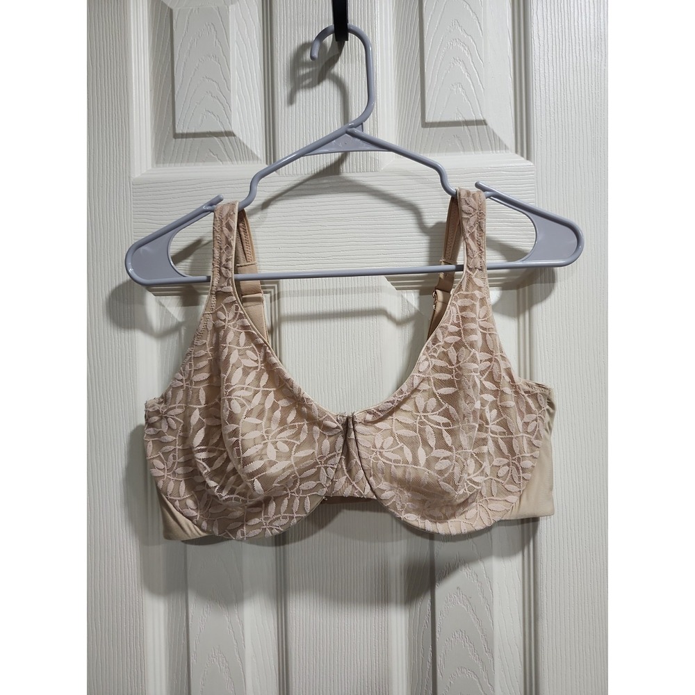 Olga Vintage Bra Beige 42D Style 35519 Underwire Soft Lacy Cup